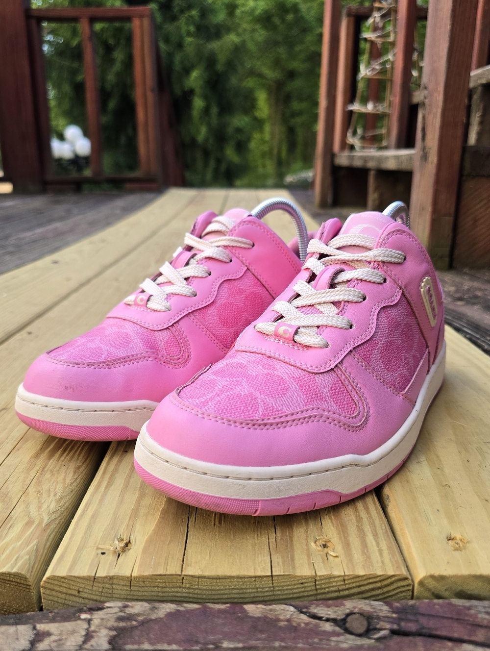 COACH Women's C201 Signature, Low Top Sneakers, Vivid Pink, Sz 8.5B